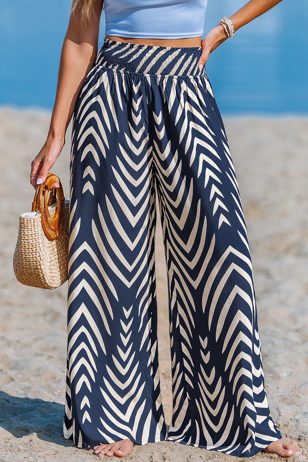 Tranquil Wave Abstract Cover-Up Pants