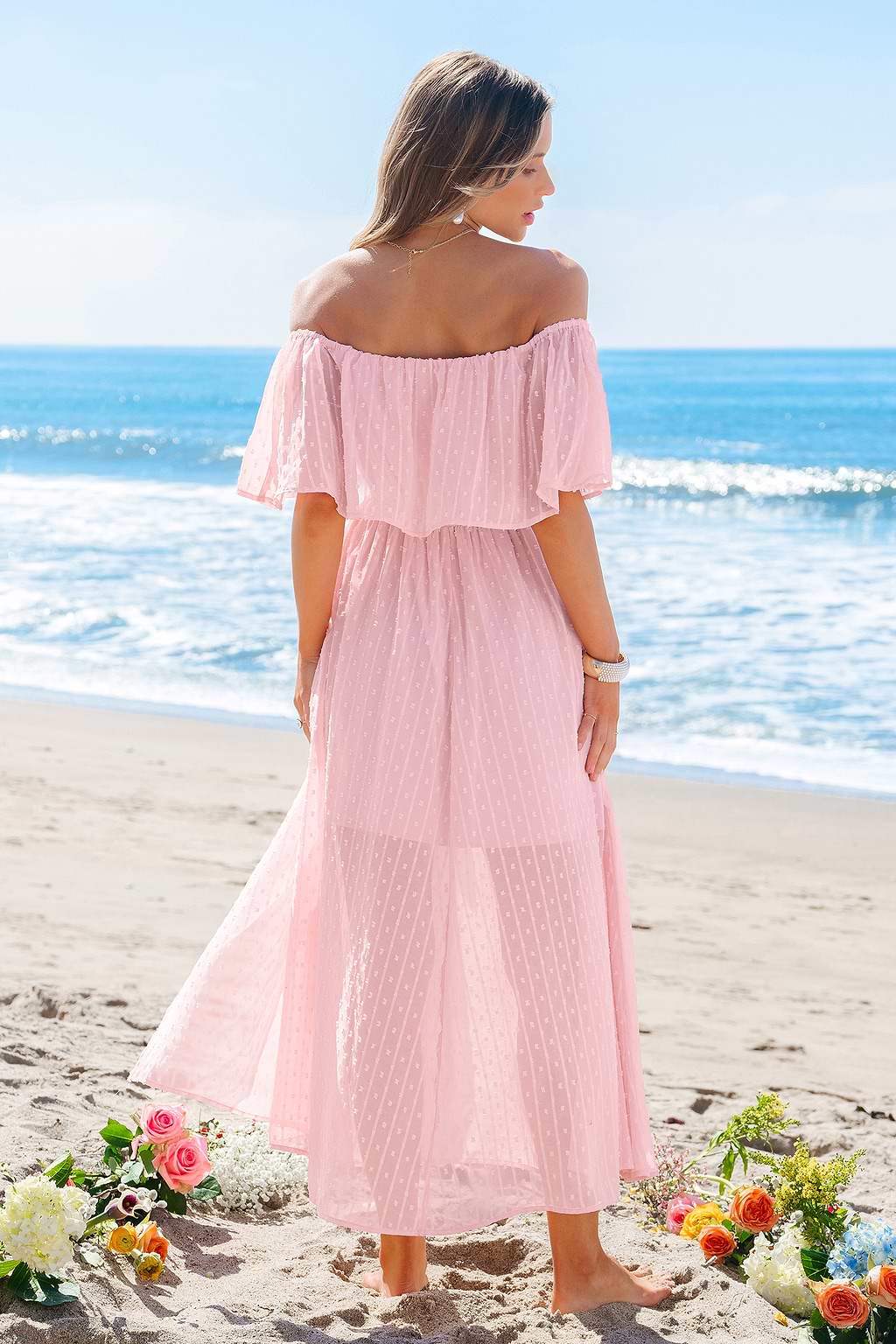 Ethereal Haze Pink Maxi Dress