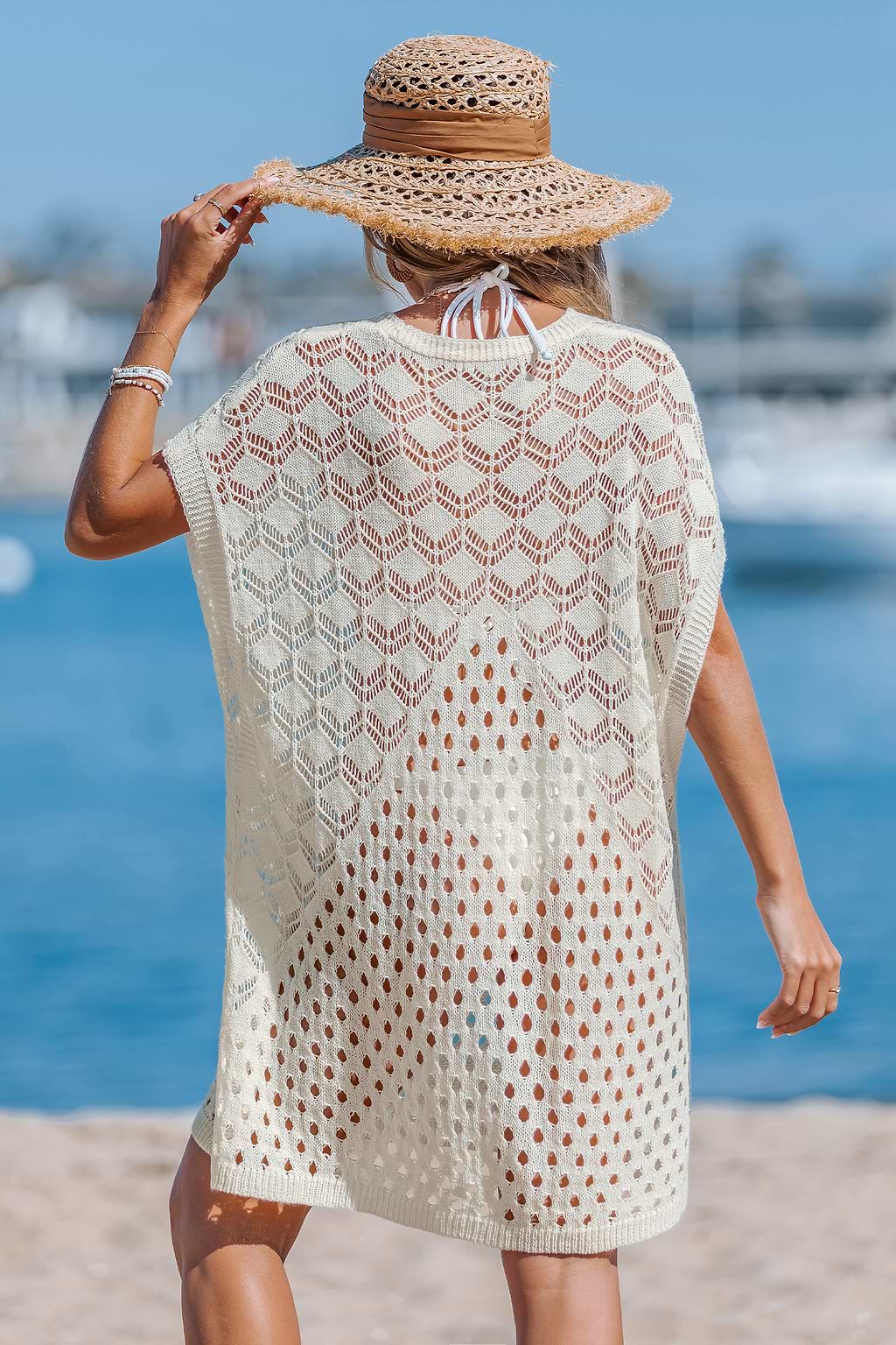 Salted Breeze Beige Cover-Up Mini Dress