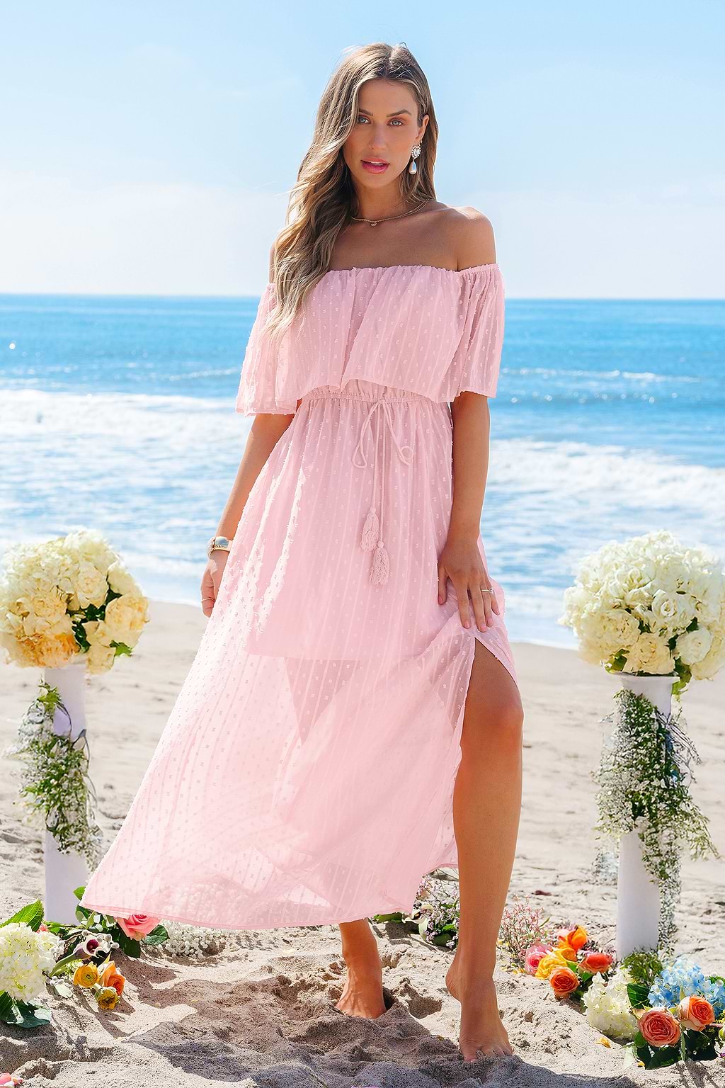 Ethereal Haze Pink Maxi Dress