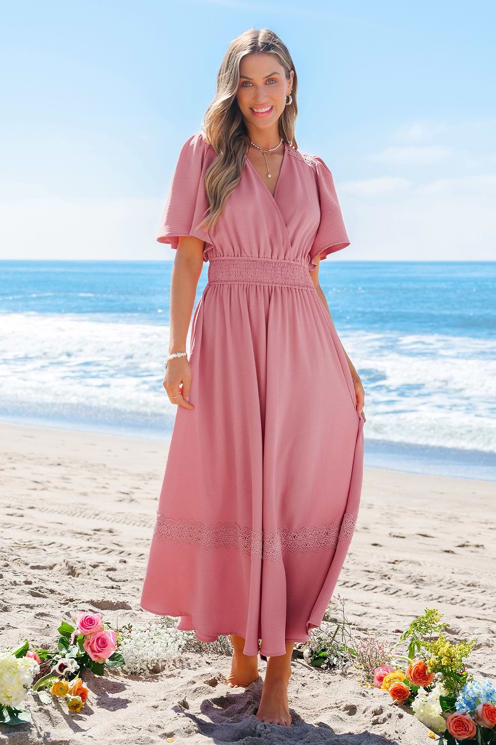 Vintage Rose Pink Maxi Dress