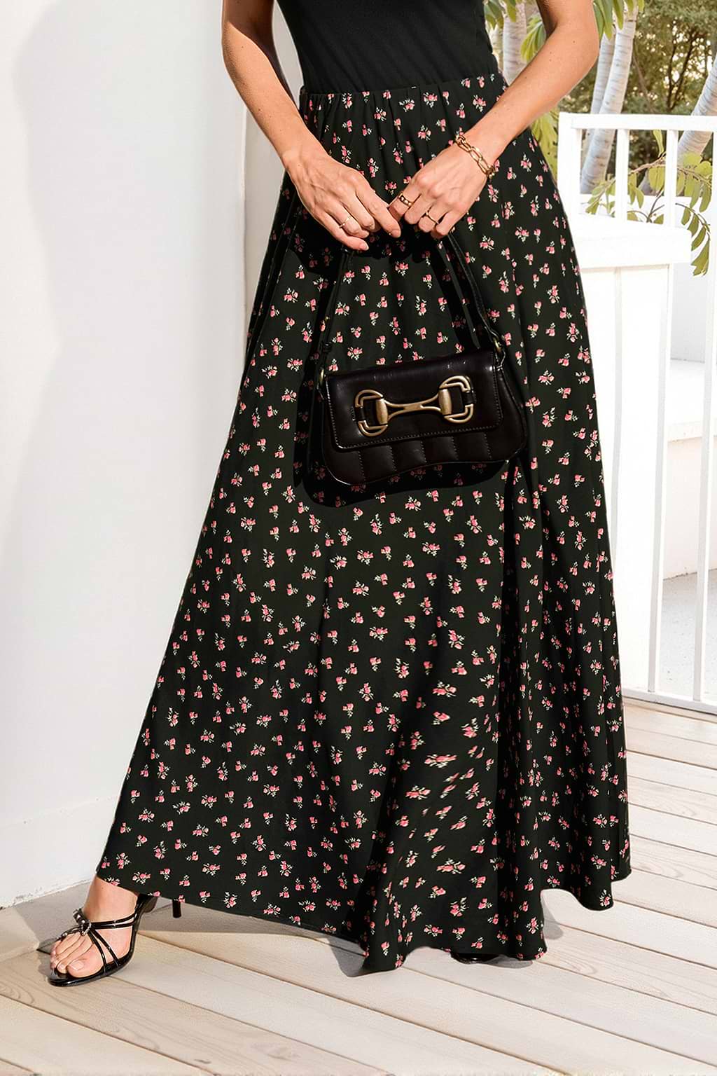 Petite Bloom Floral Midi Skirt