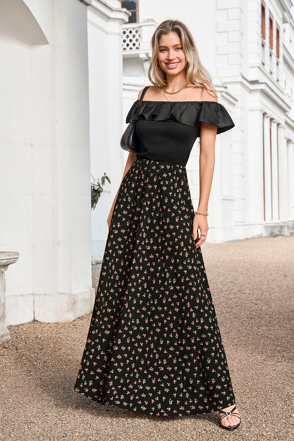 Petite Bloom Floral Midi Skirt