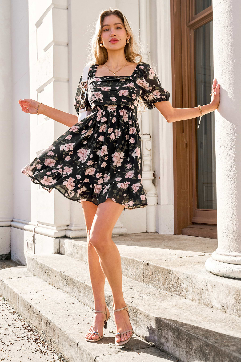 Blushing Meadow Floral Mini Dress