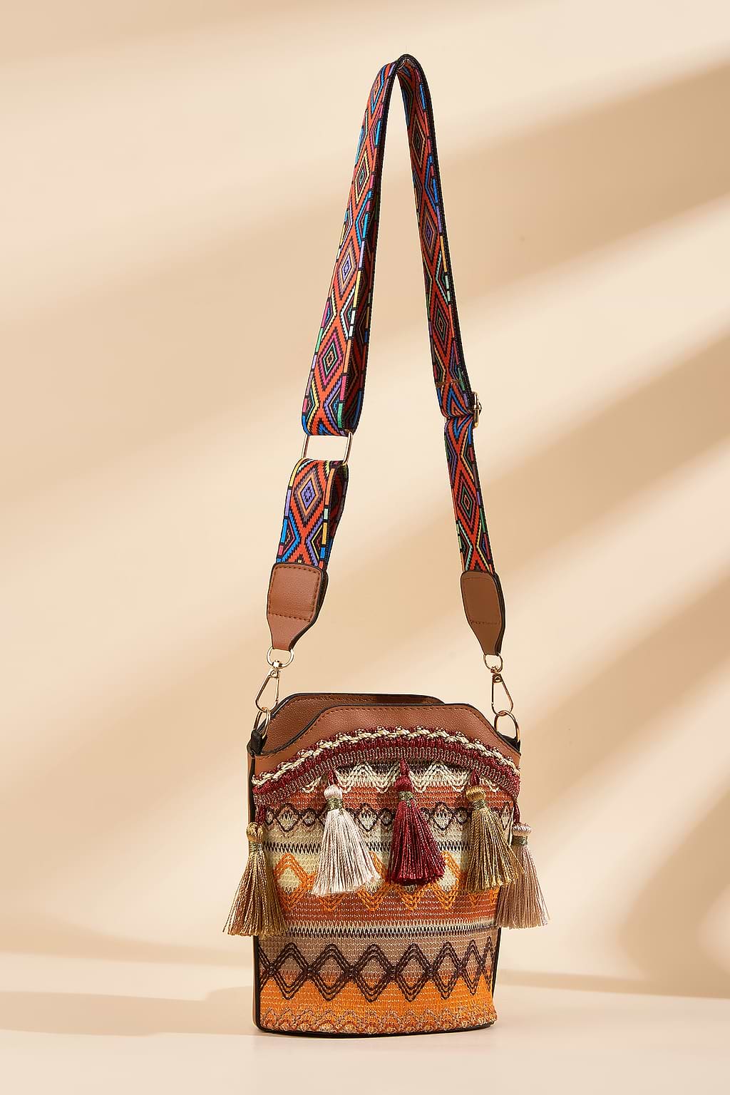 Sunset Embroidery Faux Leather Bag