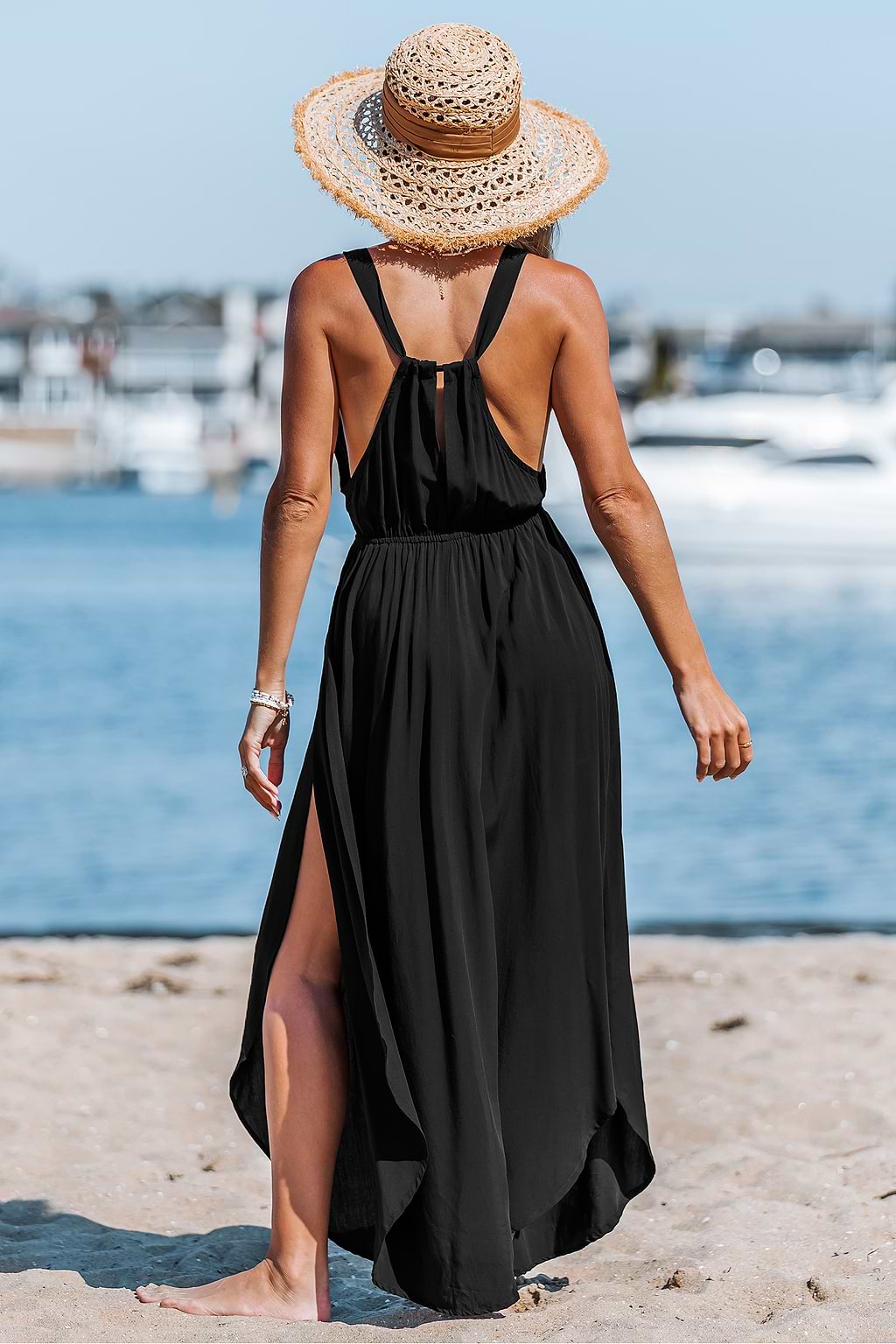 Island Breeze Black Cover-Up Maxi Dress