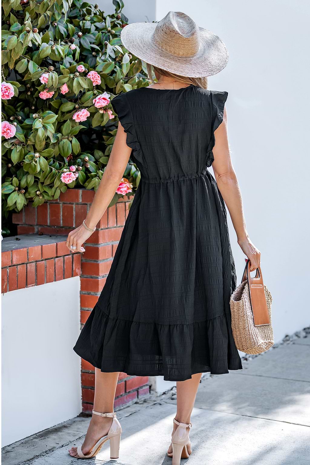 Twilight Whimsy Black Midi Dress