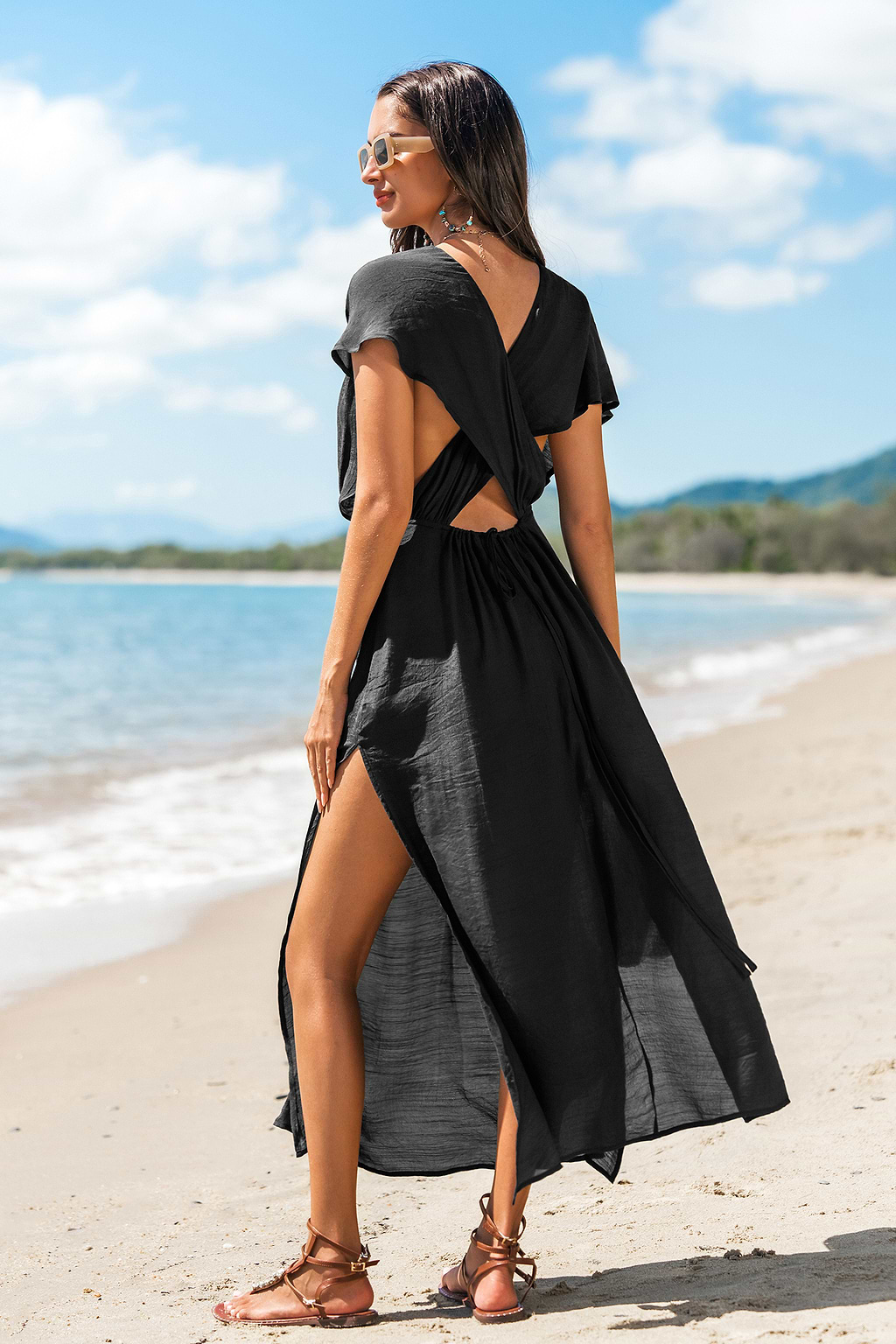 Silky Sands Black Cover-Up Maxi Dress