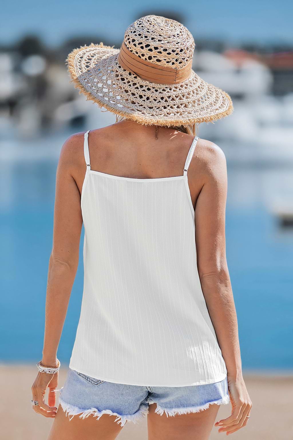 Weißes Ärmelloses Top