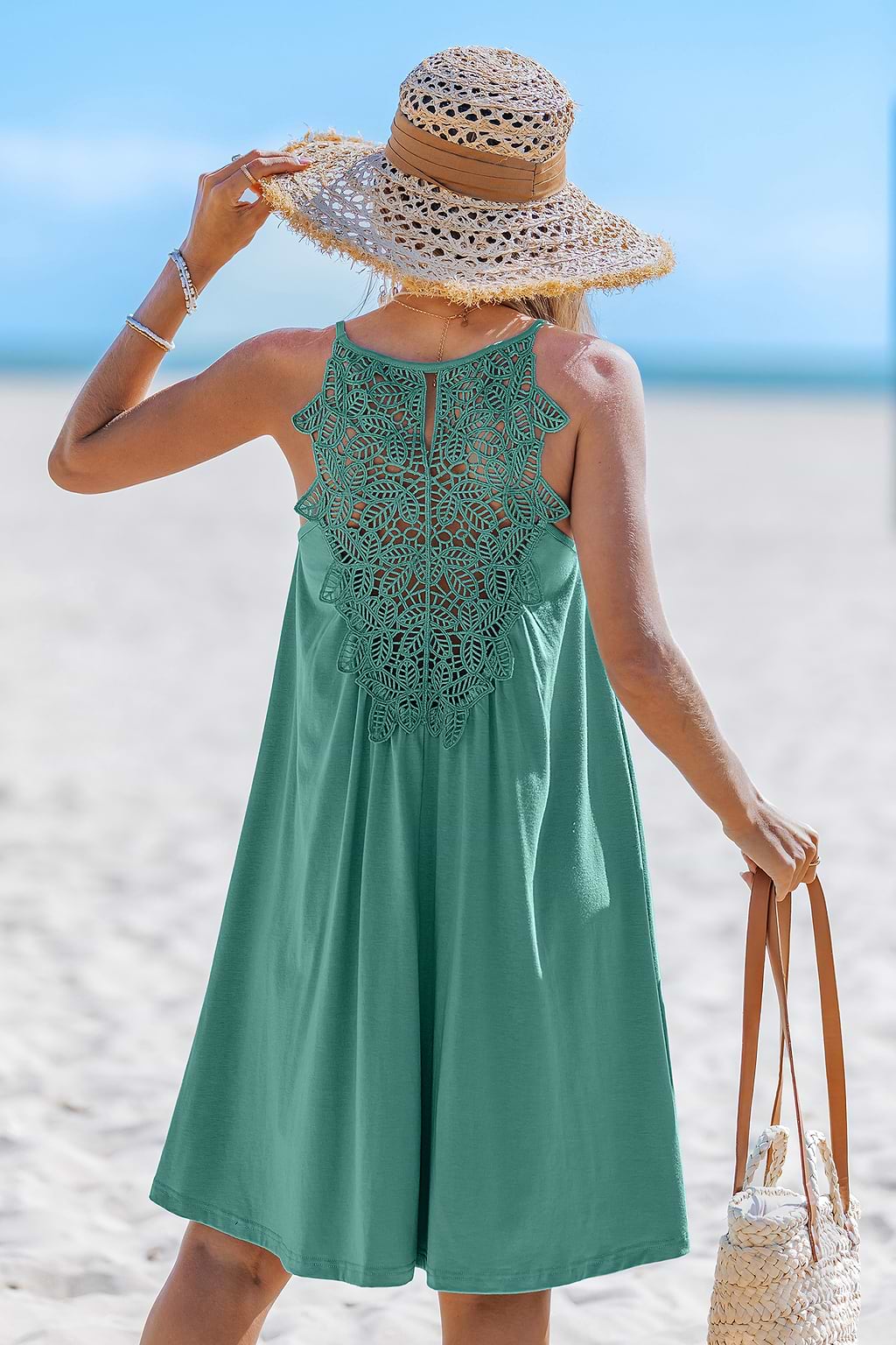 Verdant Beach Green Cover-Up Mini Dress