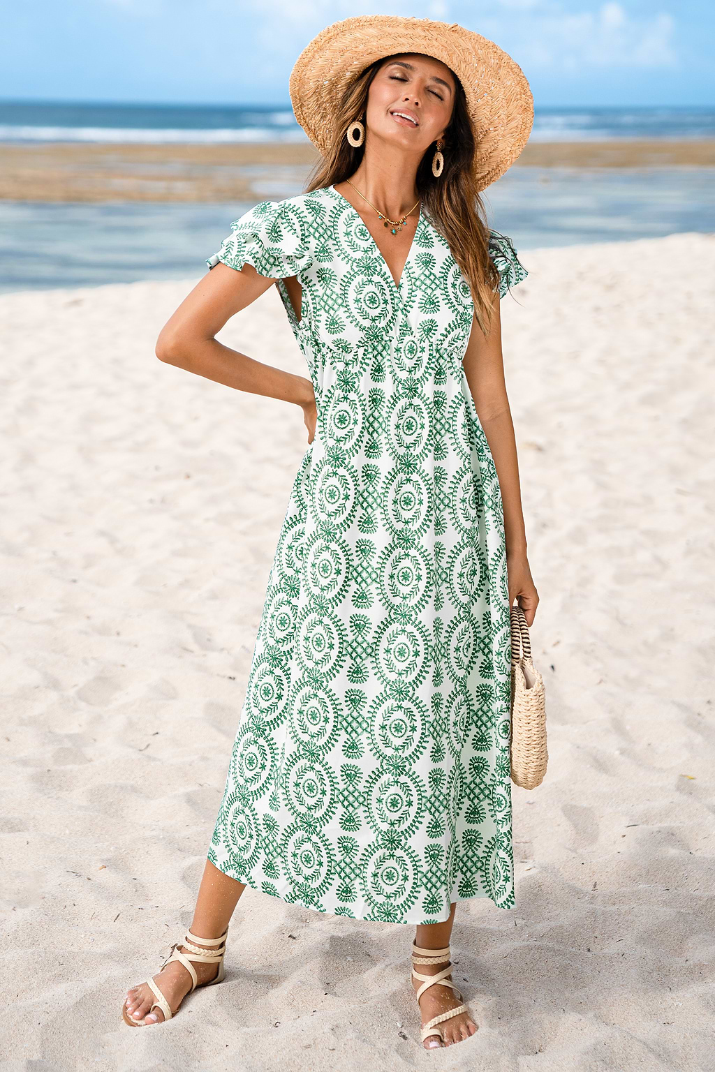 Evergreen Charm Boho Maxi Dress