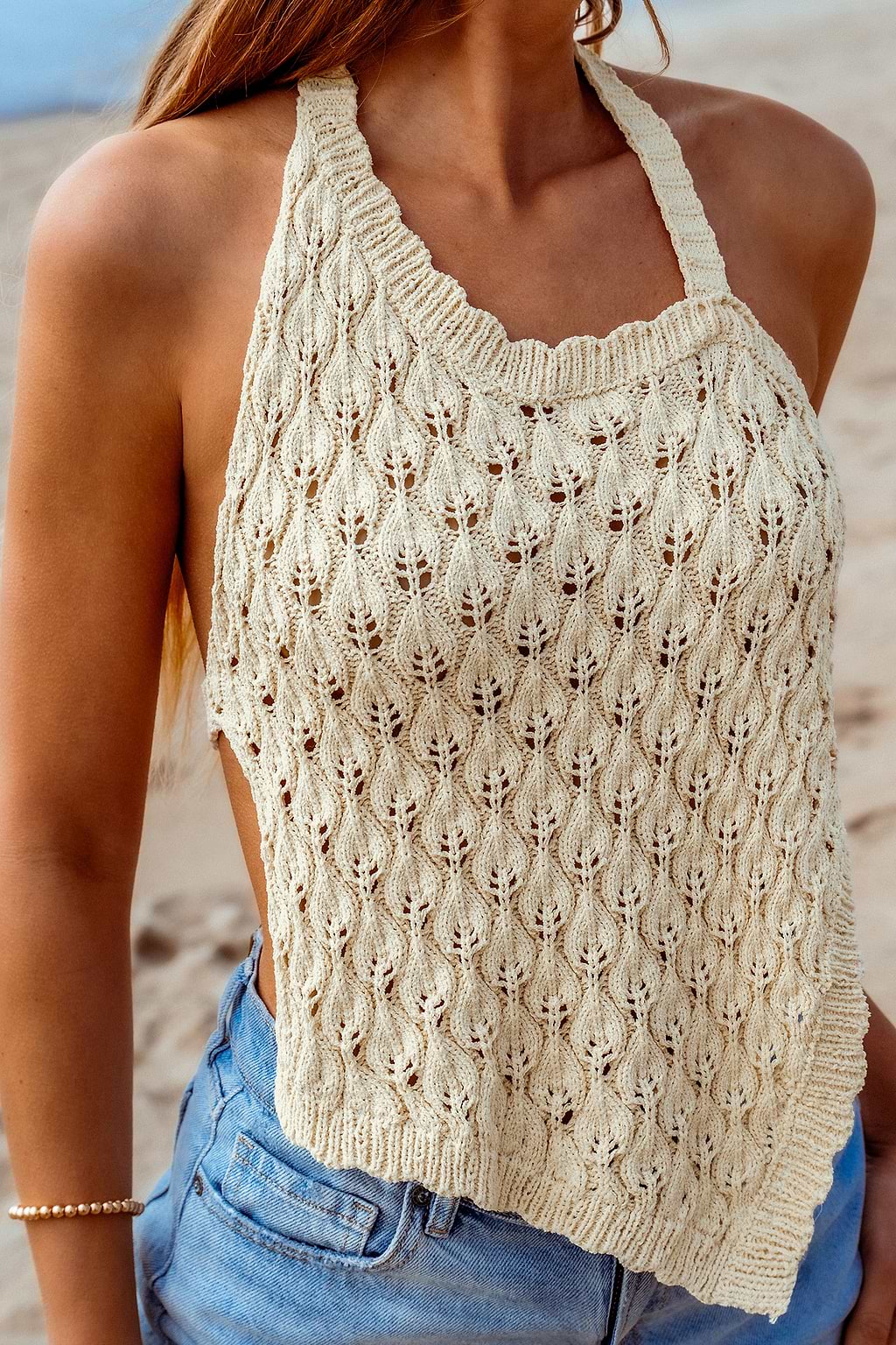 Handkerchief Beige Cover-Up Top