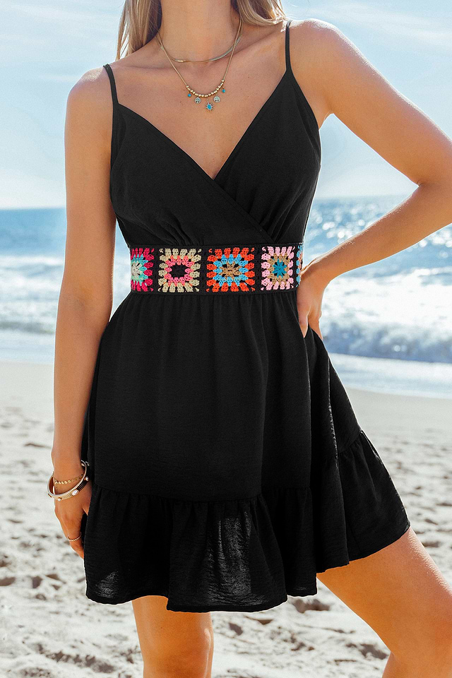 blue dress for baby girl Boho Mini Dress in Black main image 0