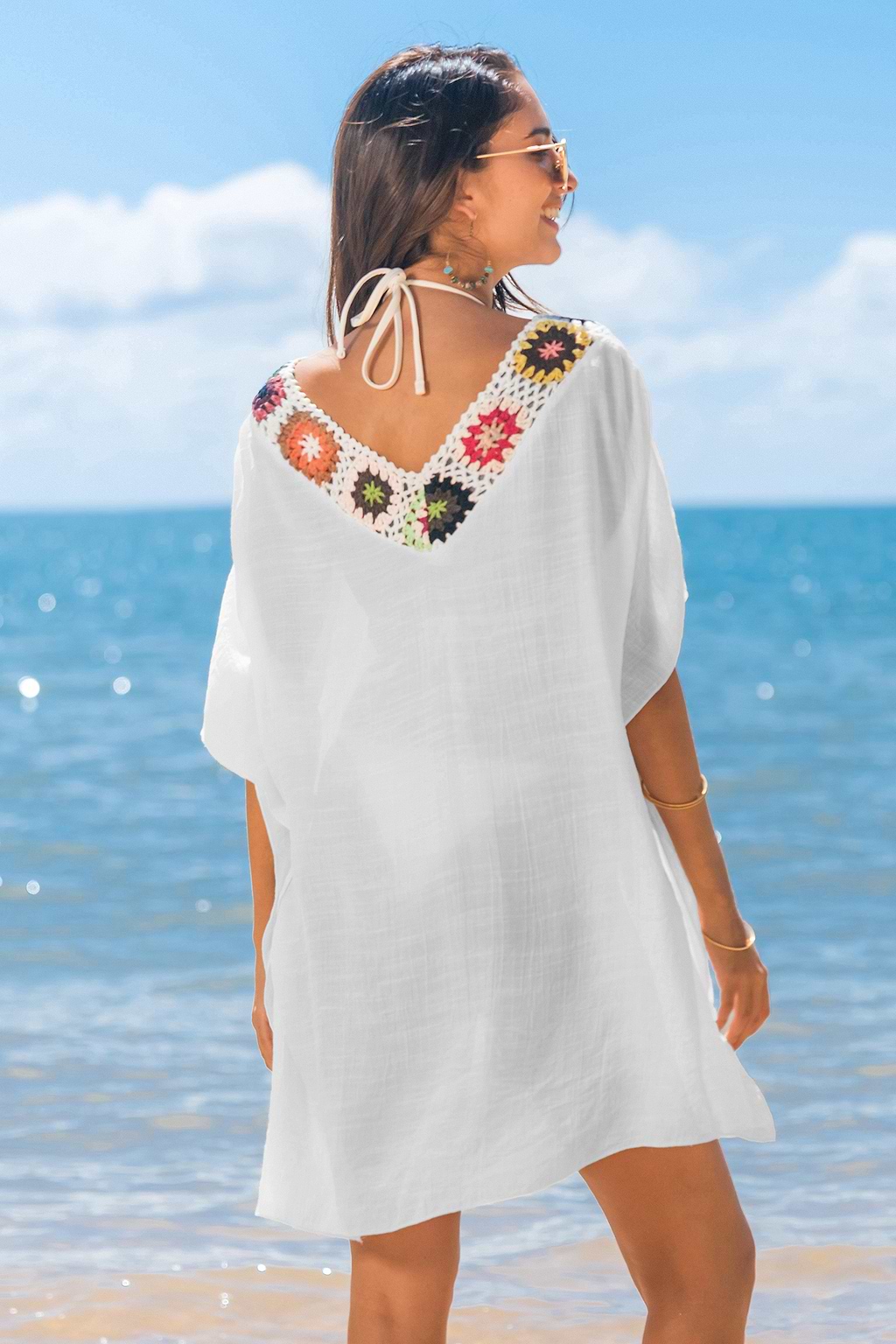 Bohemian Chill White Cover-Up Mini Dress