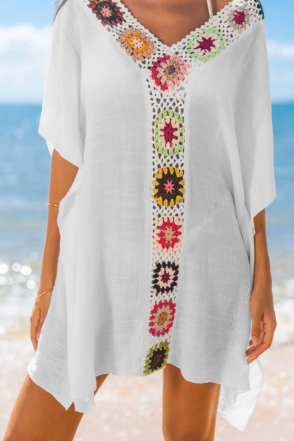 Bohemian Chill White Cover-Up Mini Dress