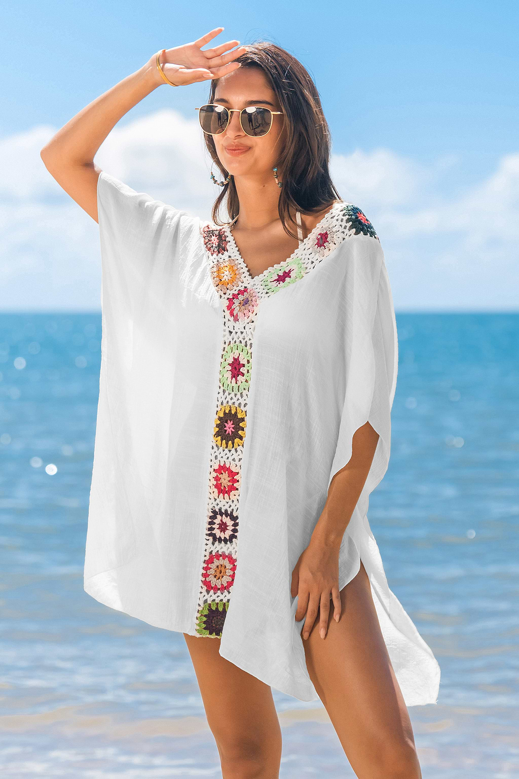 Bohemian Chill White Cover-Up Mini Dress