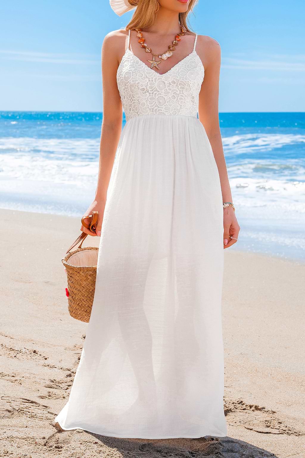 Vintage Charm White Maxi Dress