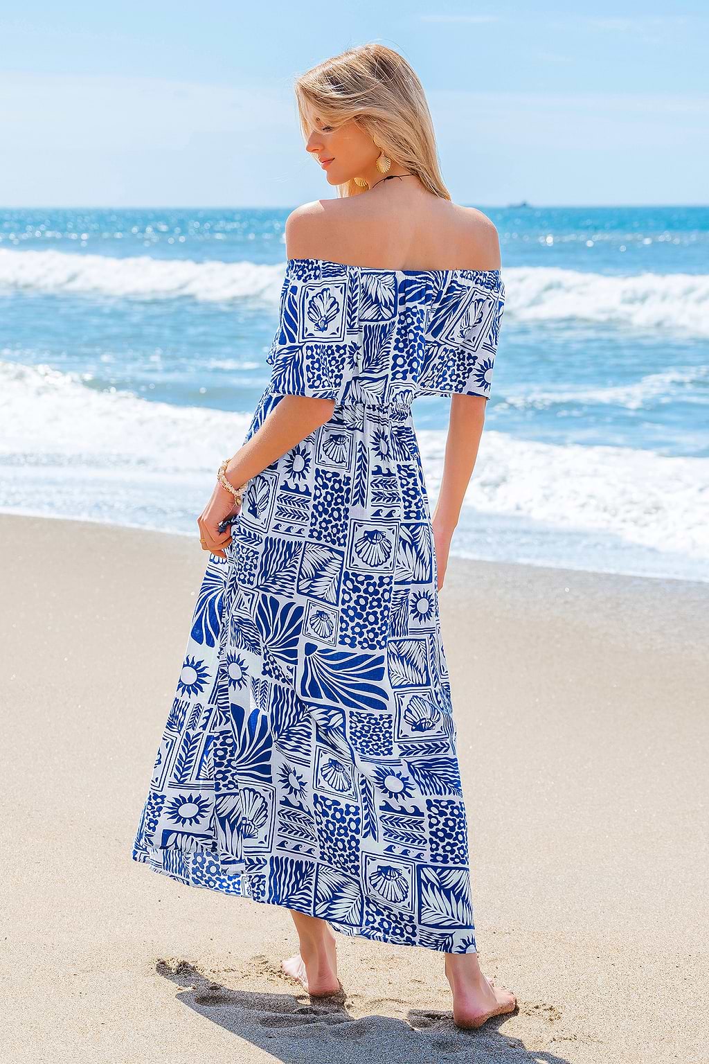 Vintage Tile Tropical Maxi Dress