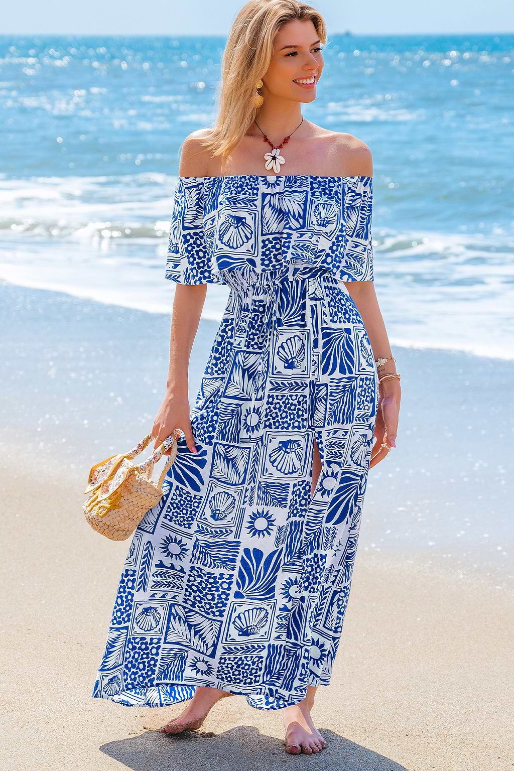 Vintage Tile Tropical Maxi Dress