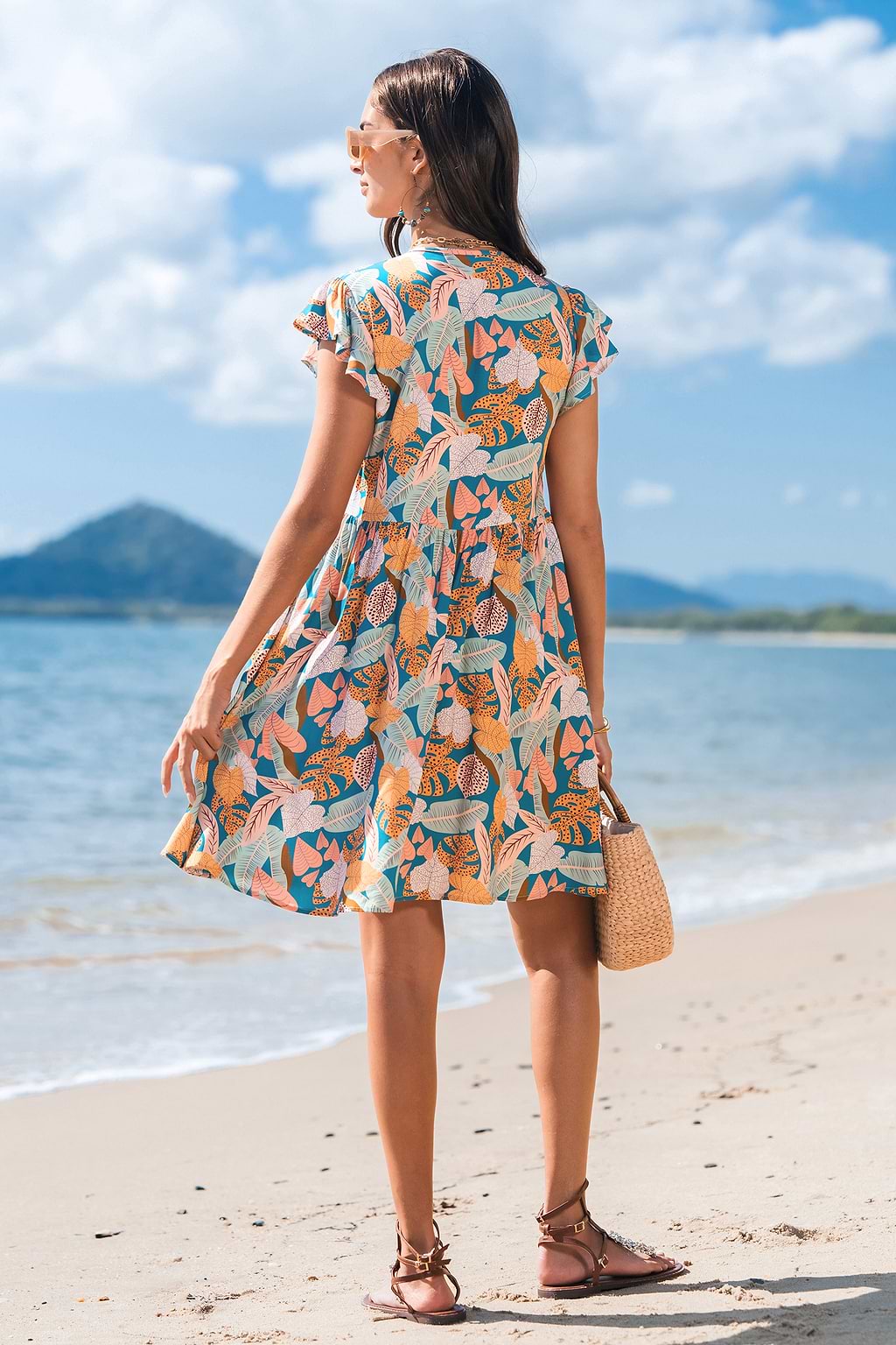 Pastel Floral Tropical Mini Dress