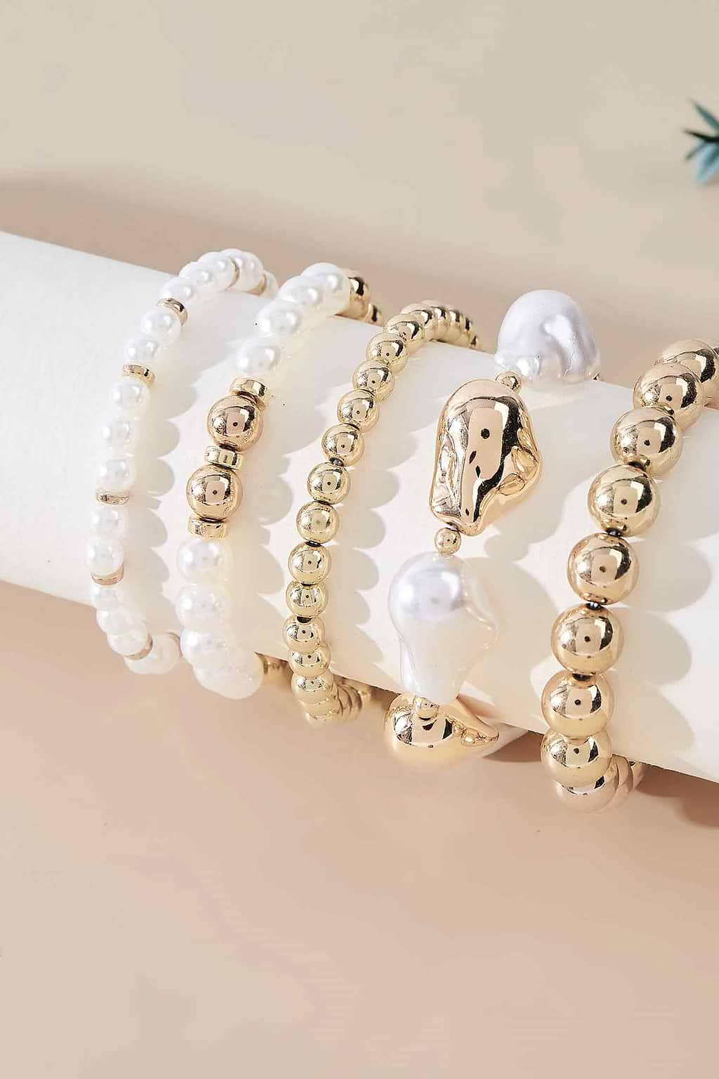 Pearly Radiance Gold-Tone Bracelet Set