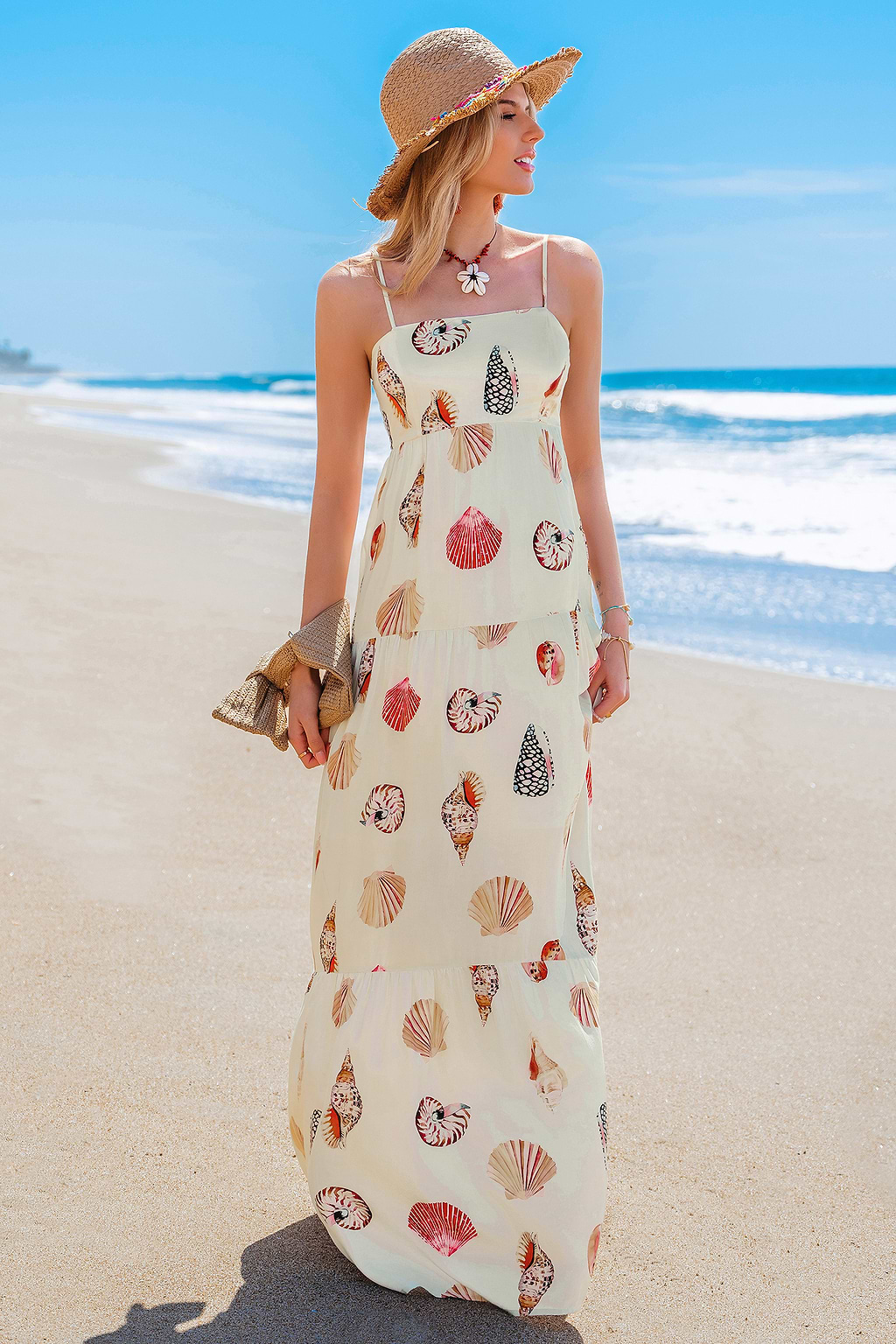 Saltwater Days Seashell Maxi Dress
