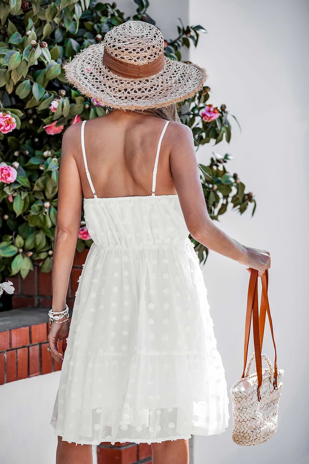 Ärmelloses V-Ausschnitt Minikleid in Weiß