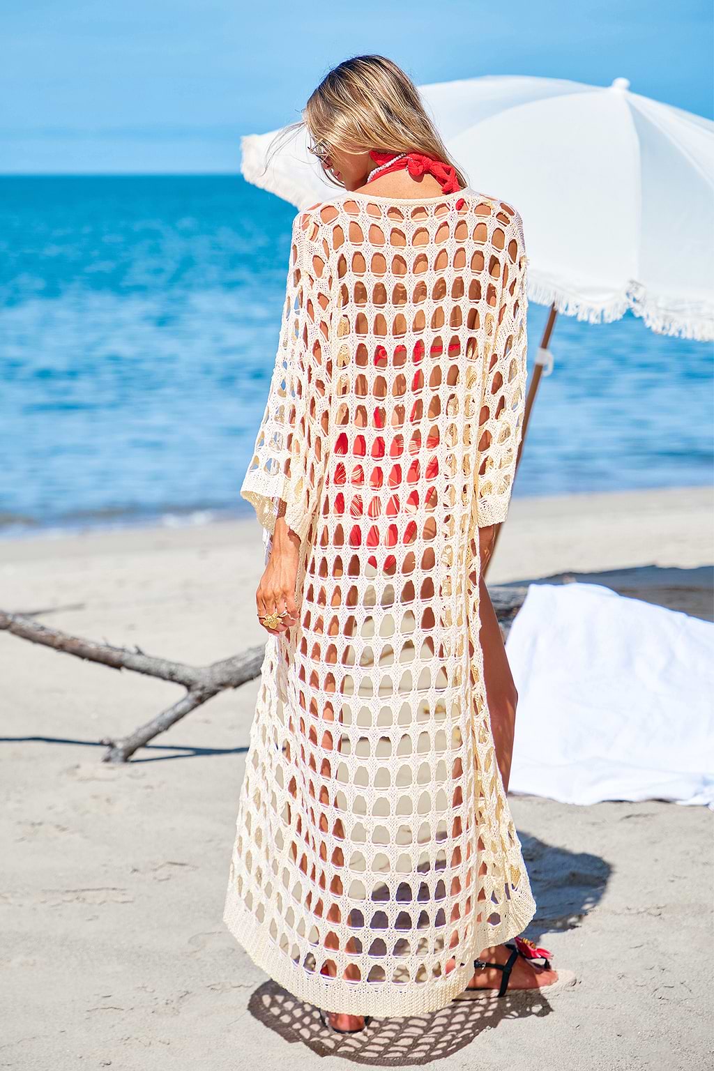 Breezy Drape Beige Cover-Up Kimono