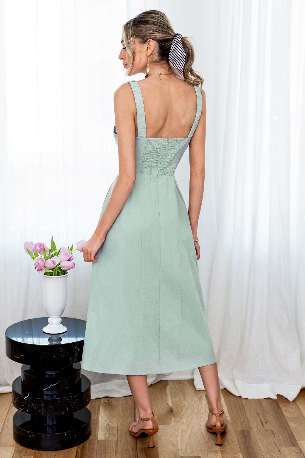Pistachio Cream Green Midi Dress