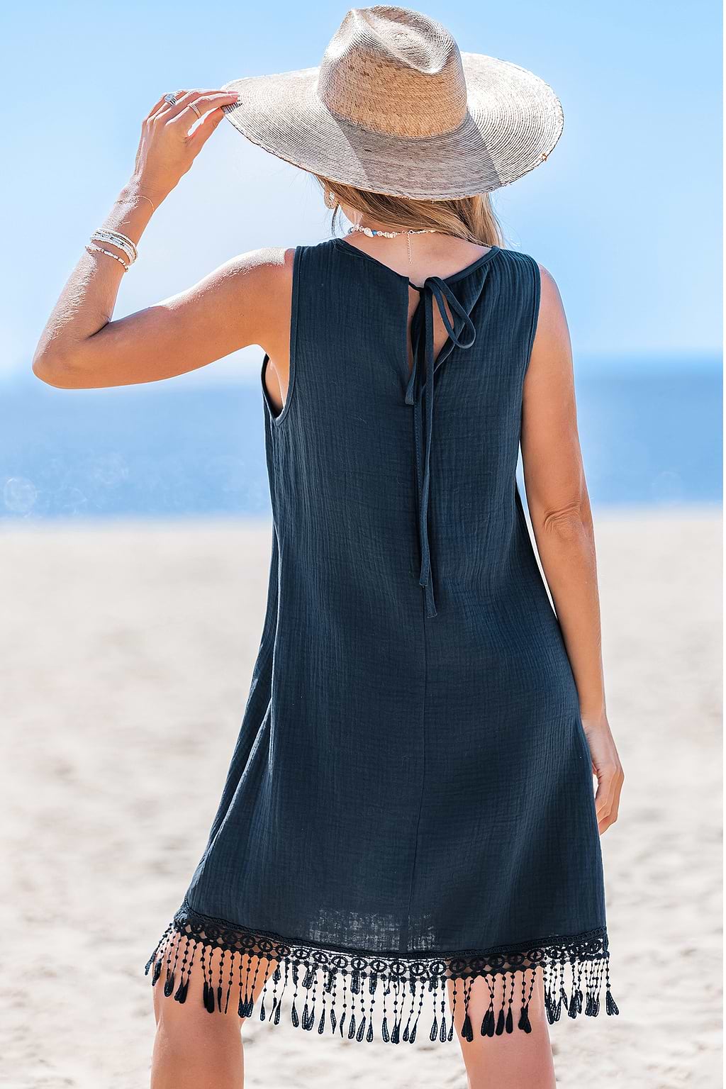 Cascade Charm Navy Mini Dress