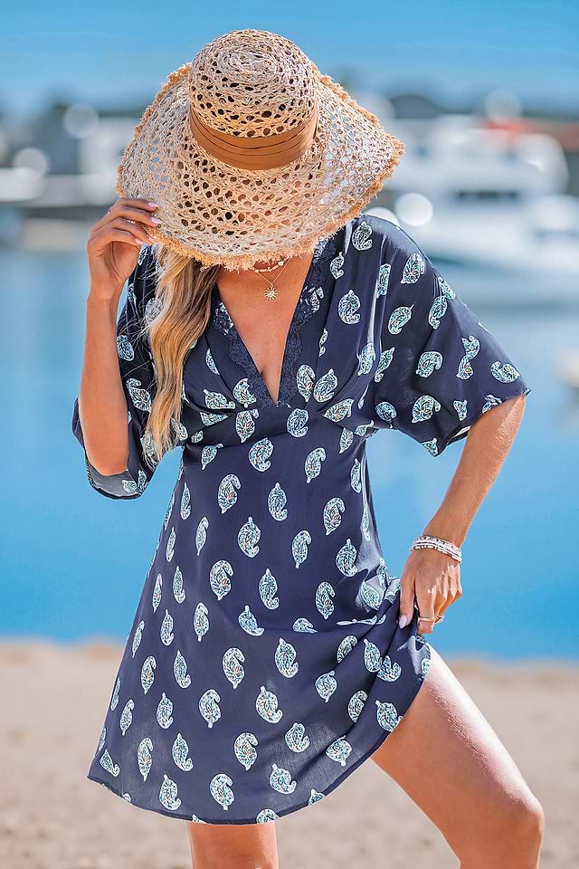 blue paisley mini dress Blue Denim Paisley Eden Mini Dress main image 0