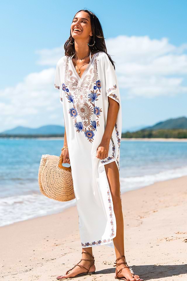 AI'MAGE Copricostume Da Bagno Donna – Prendisole Spiaggia A Trapezio Con Scollo A V – Leggero E Traspirante – Vestibilità Comoda - 3