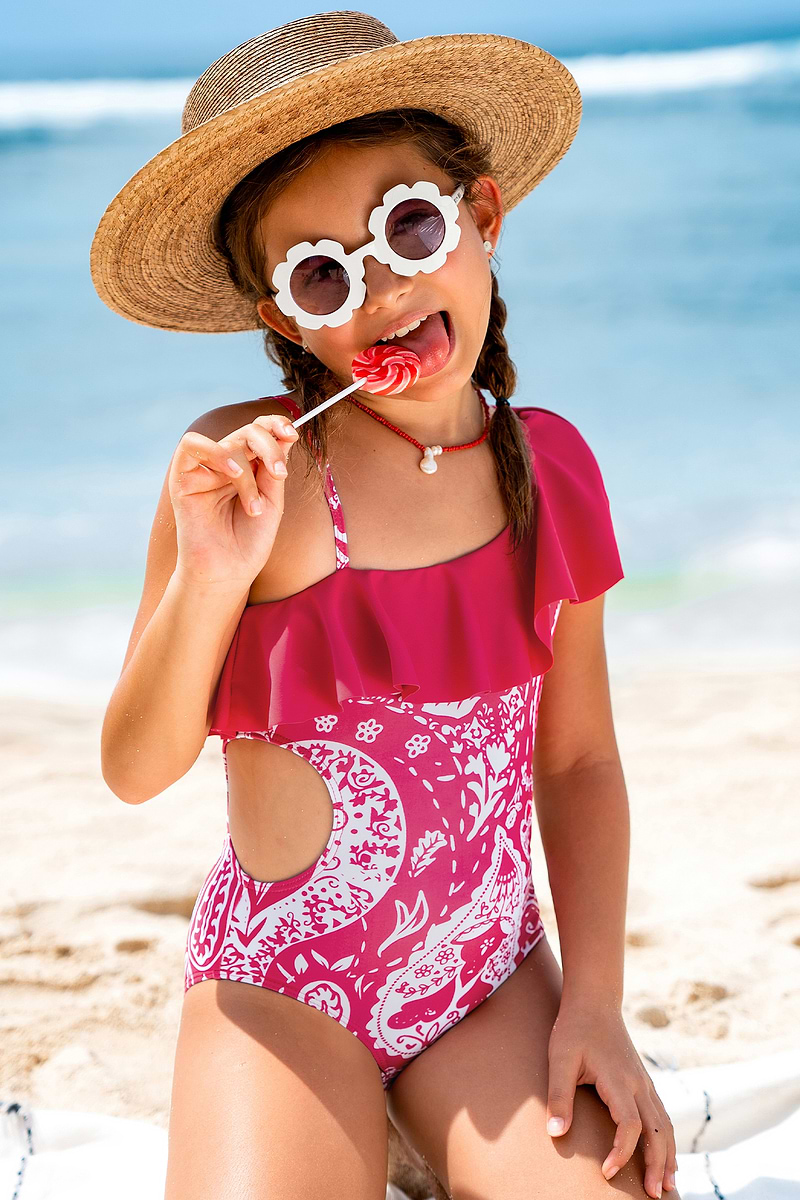 Seashell Flounce Paisley One-Piece Swimsuit