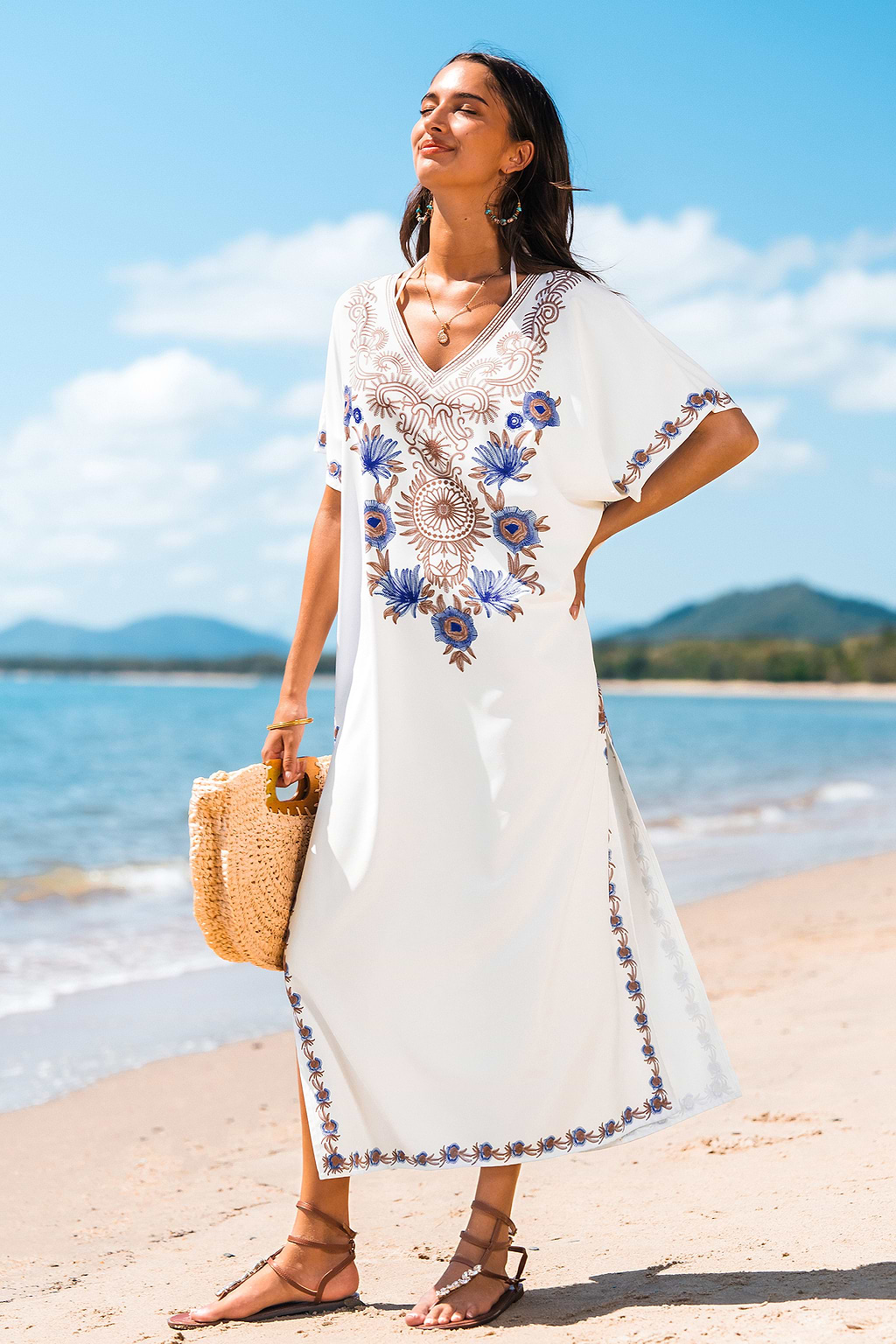 Soft Sea White Cover-Up Maxi Dress