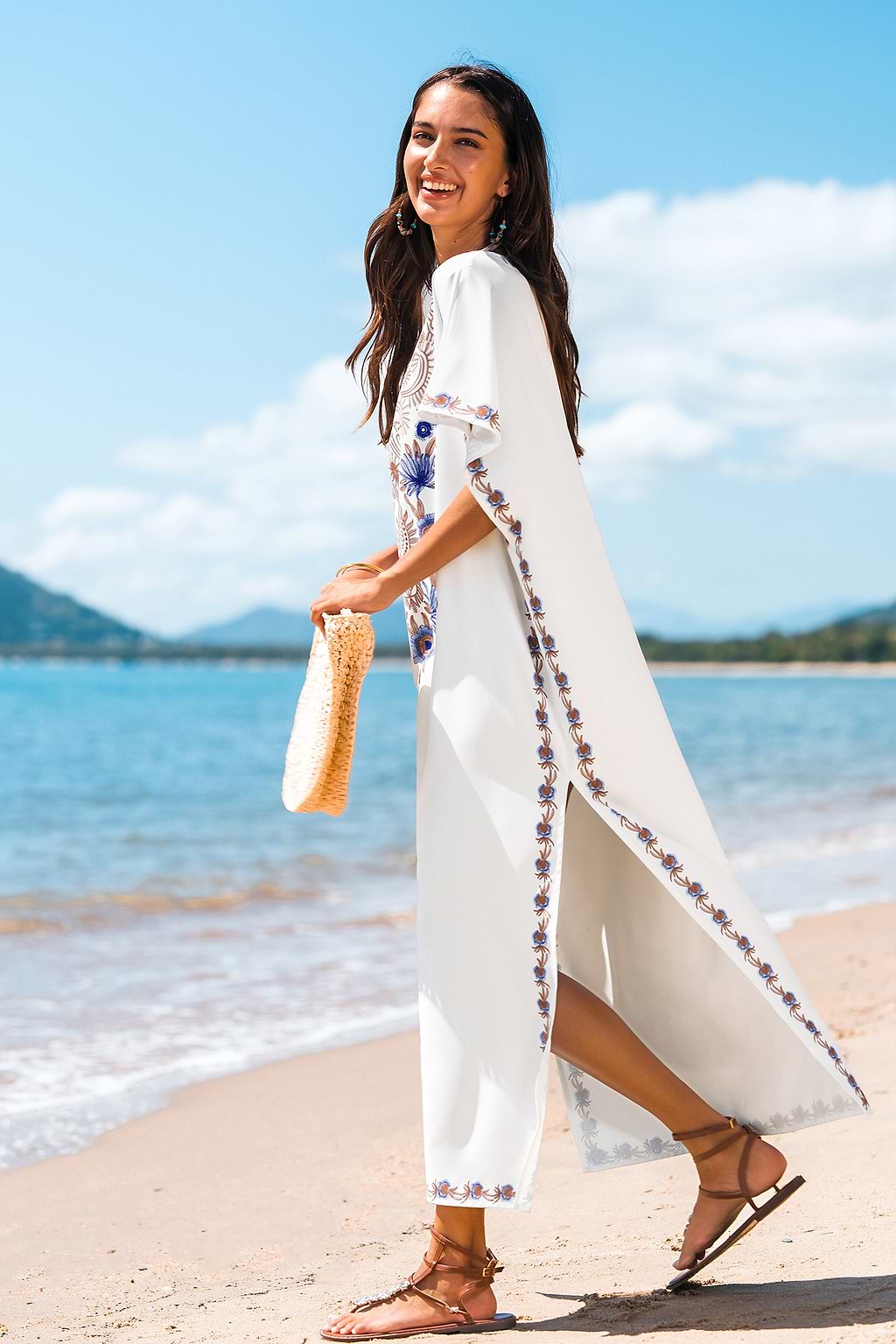 Soft Sea White Cover-Up Maxi Dress