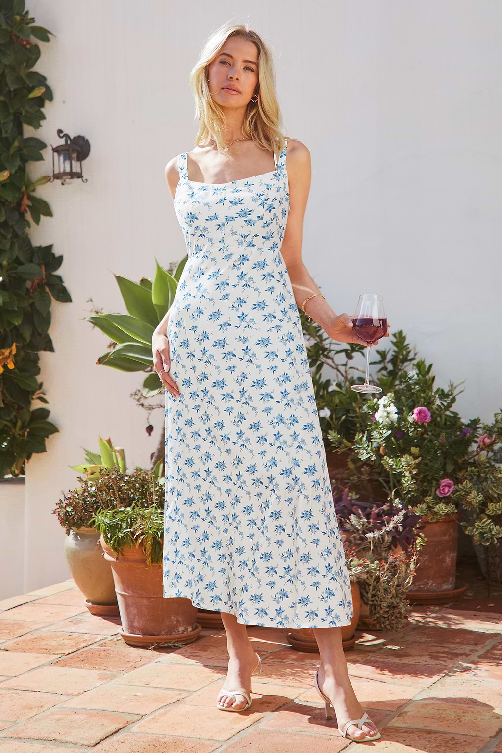 Morning Bloom Blue Floral Maxi Dress