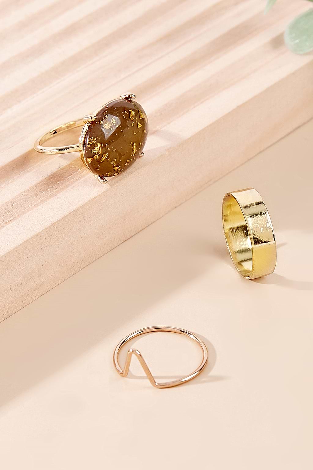 Shining Star Dust Gold-Tone Ring Set