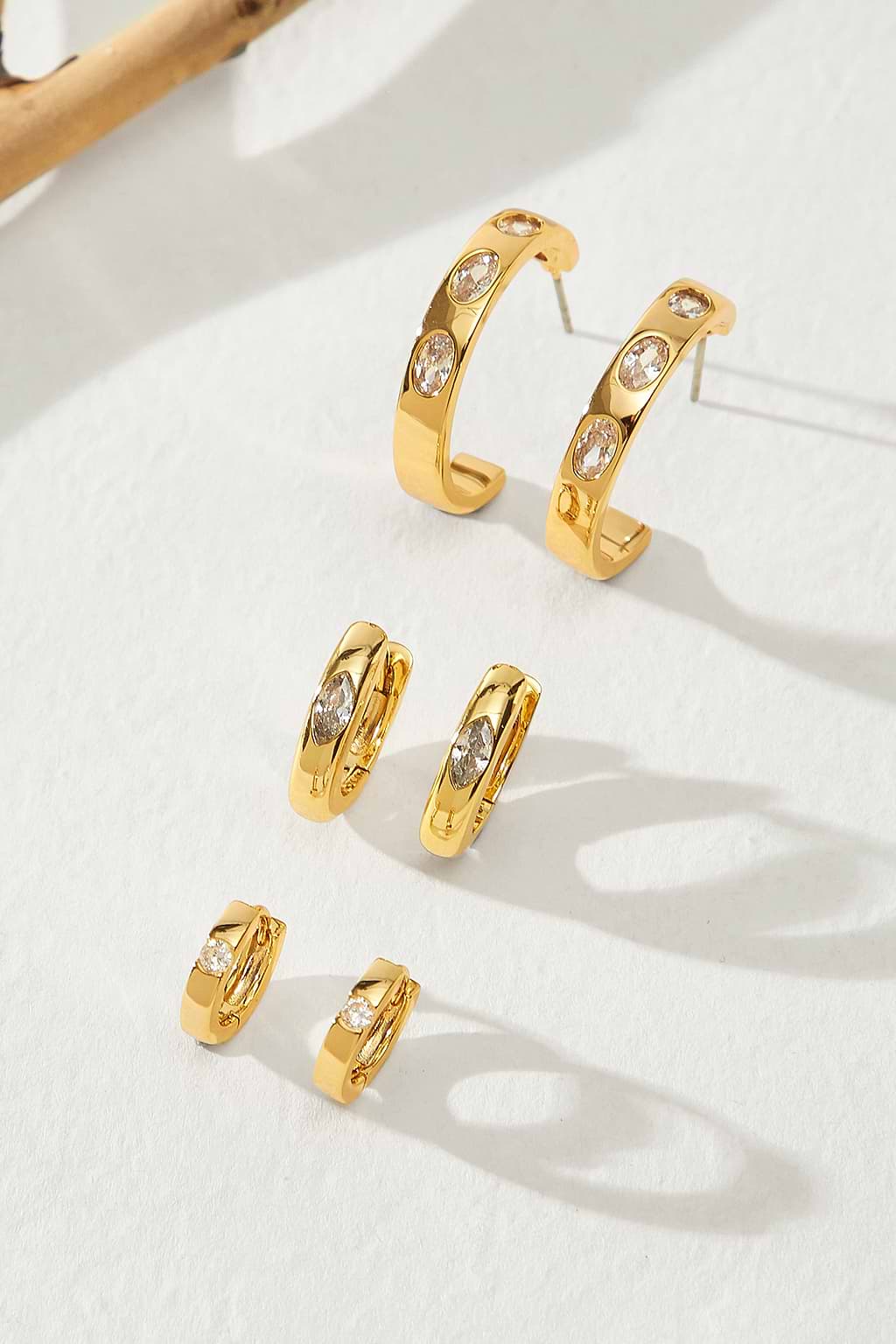 Luxe Crystal Gold-Tone Earring Set