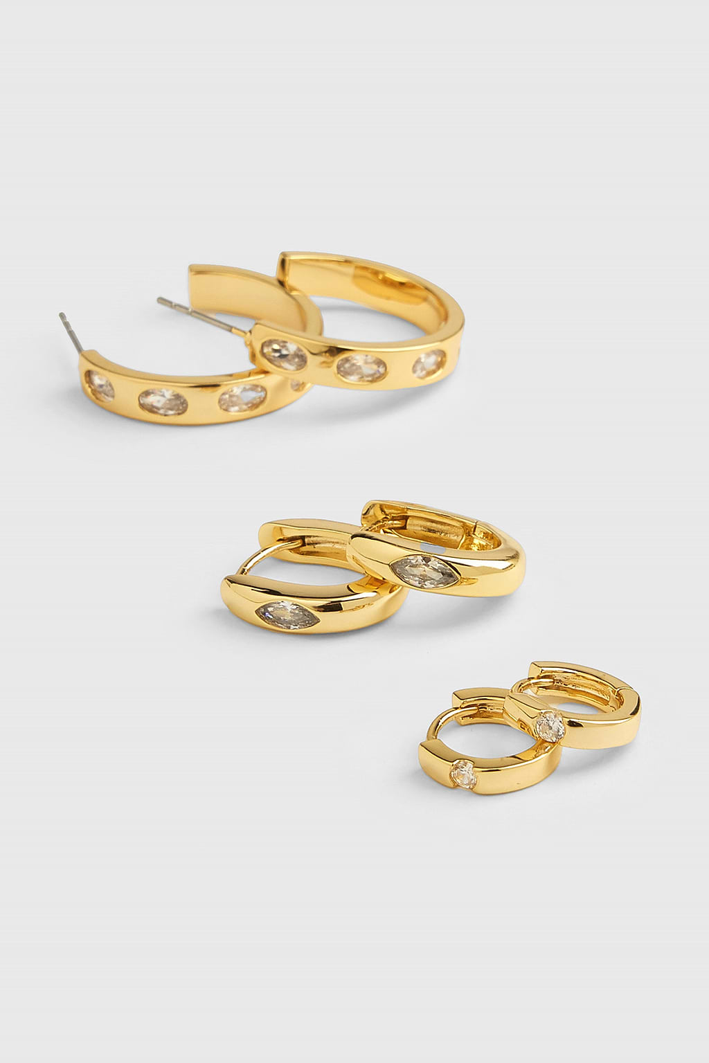 Luxe Crystal Gold-Tone Earring Set