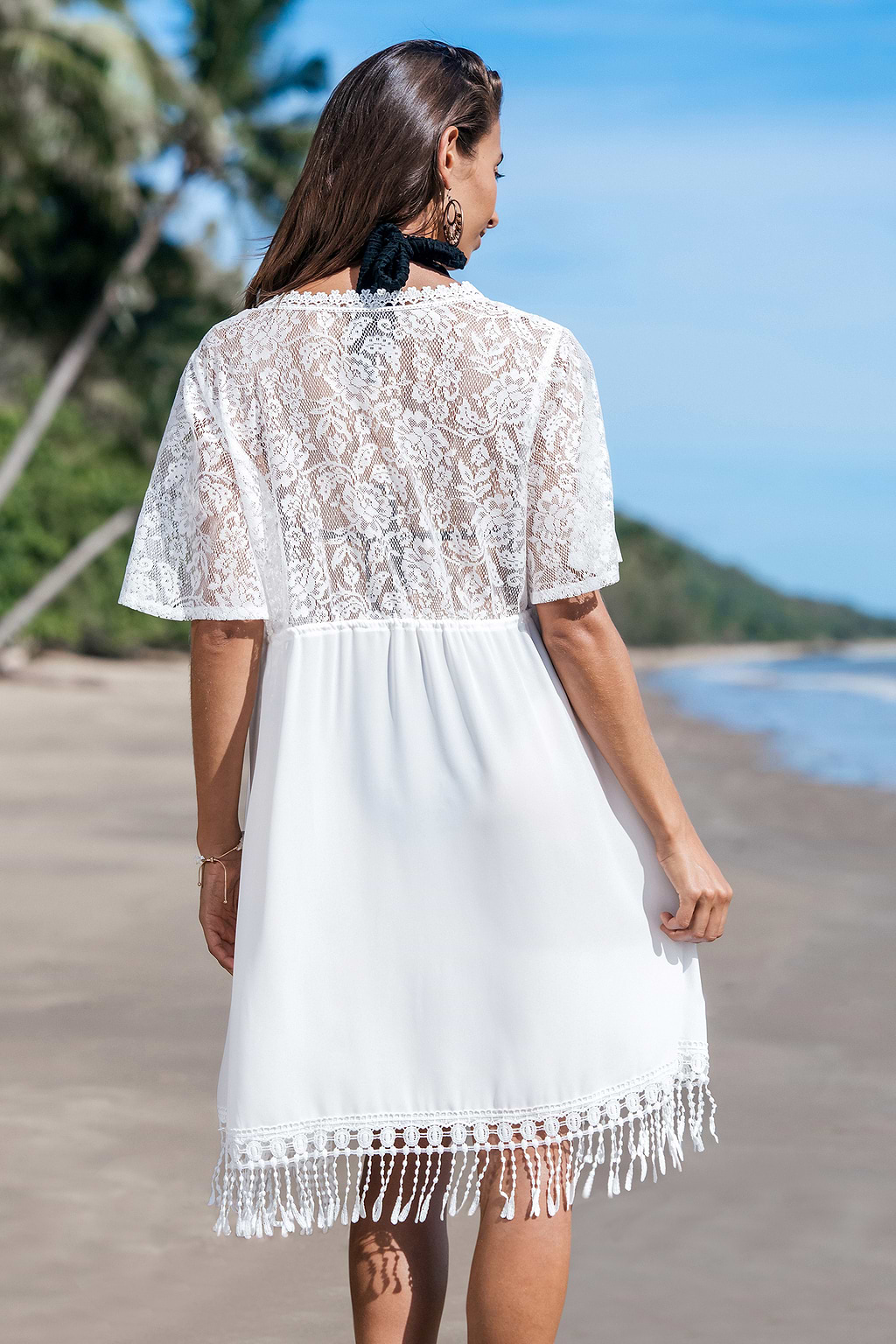 Vintage Touch White Cover-Up Kimono