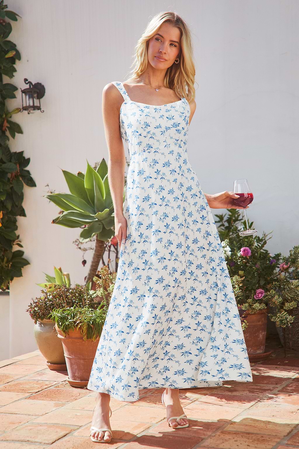 Morning Bloom Blue Floral Maxi Dress