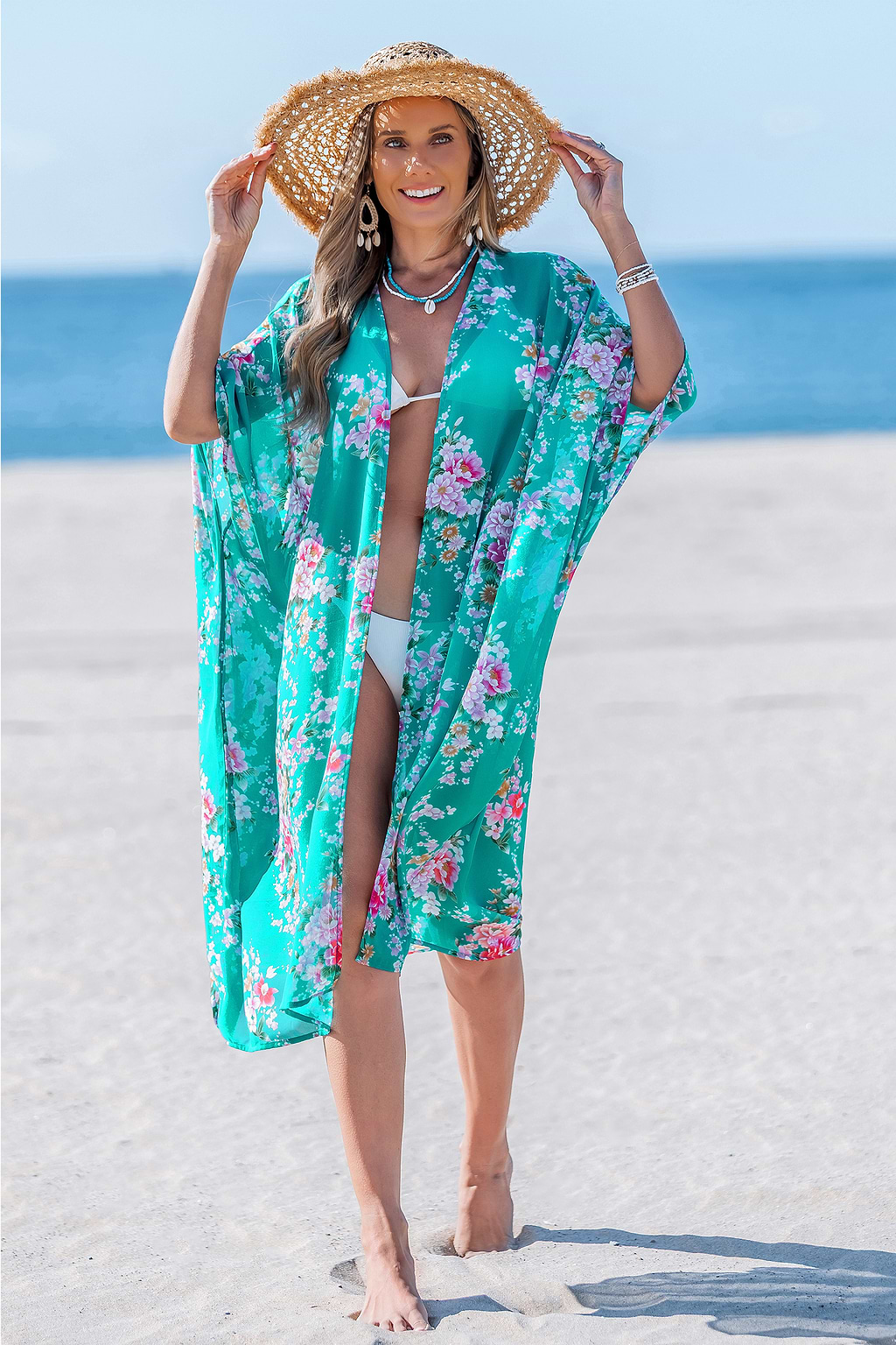 Kimono cover up floral transparent