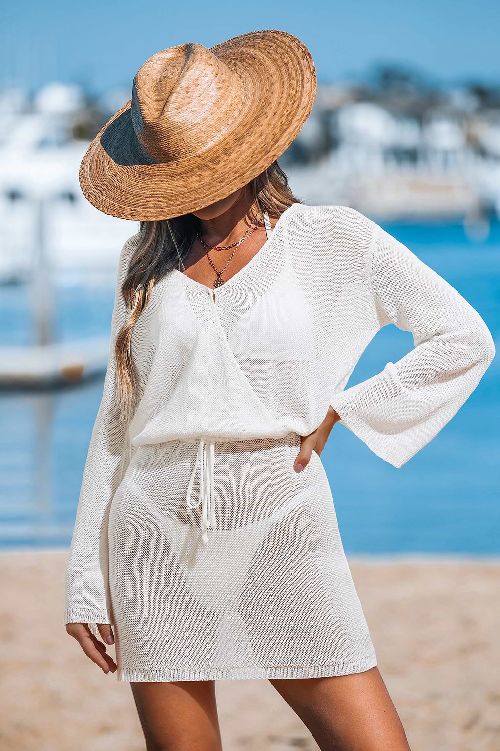 Ivory Sands White Cover-Up Mini Dress