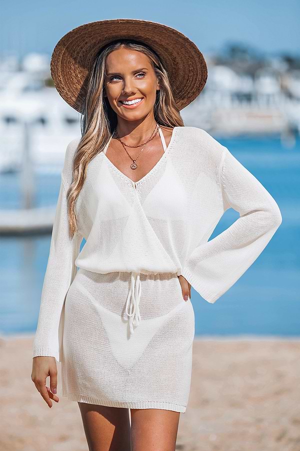 Ivory Sands White Cover-Up Mini Dress