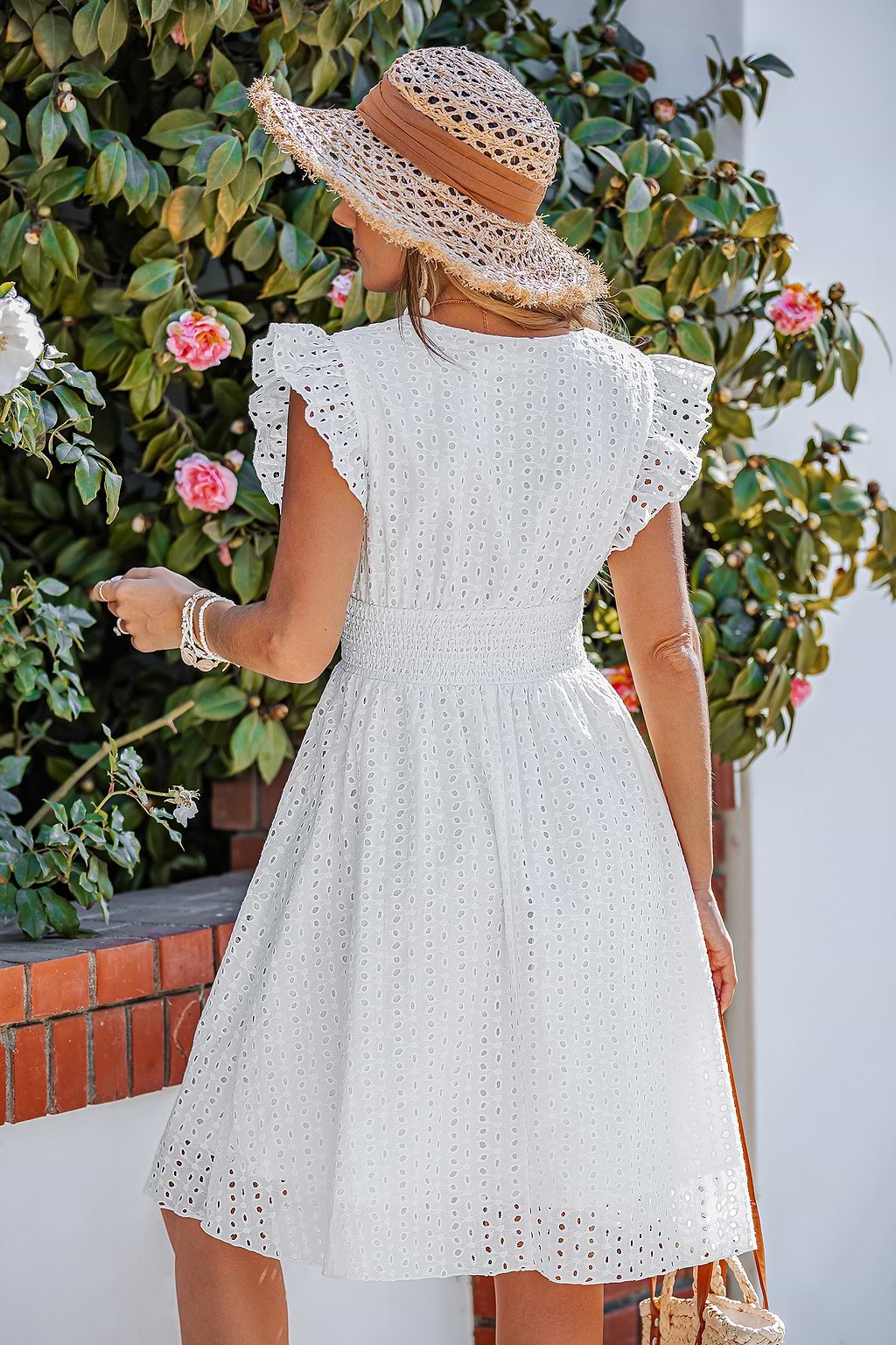 Summer Eyelet White Mini Dress