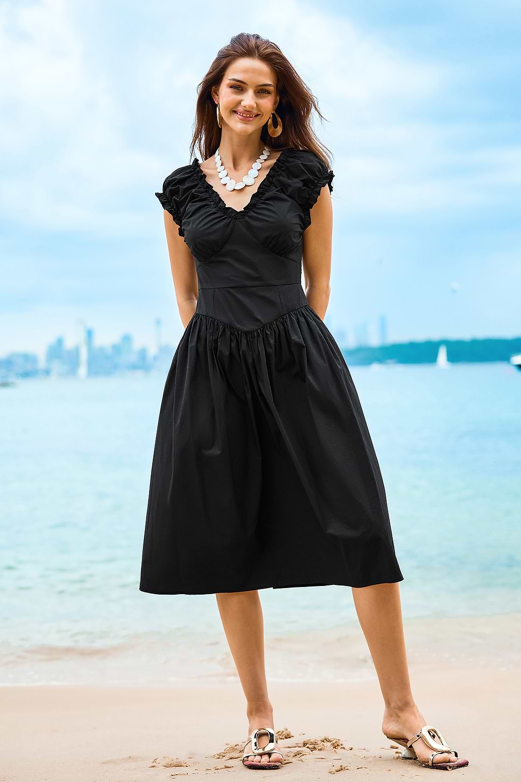 Retro Belle Black Midi Dress