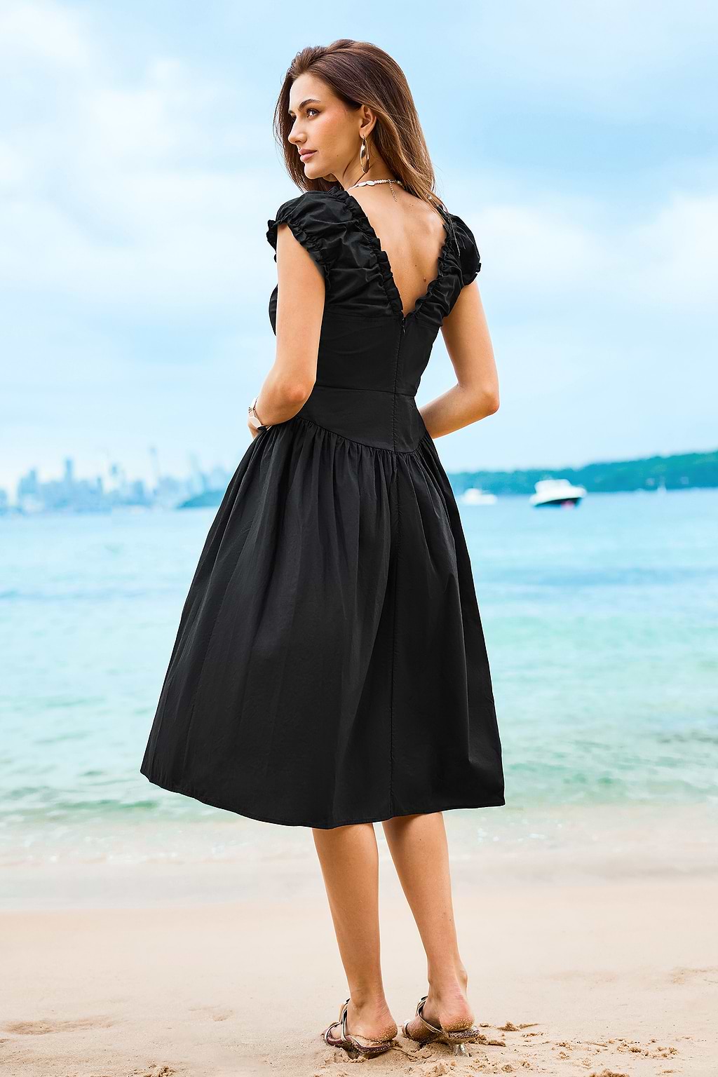 Retro Belle Black Midi Dress