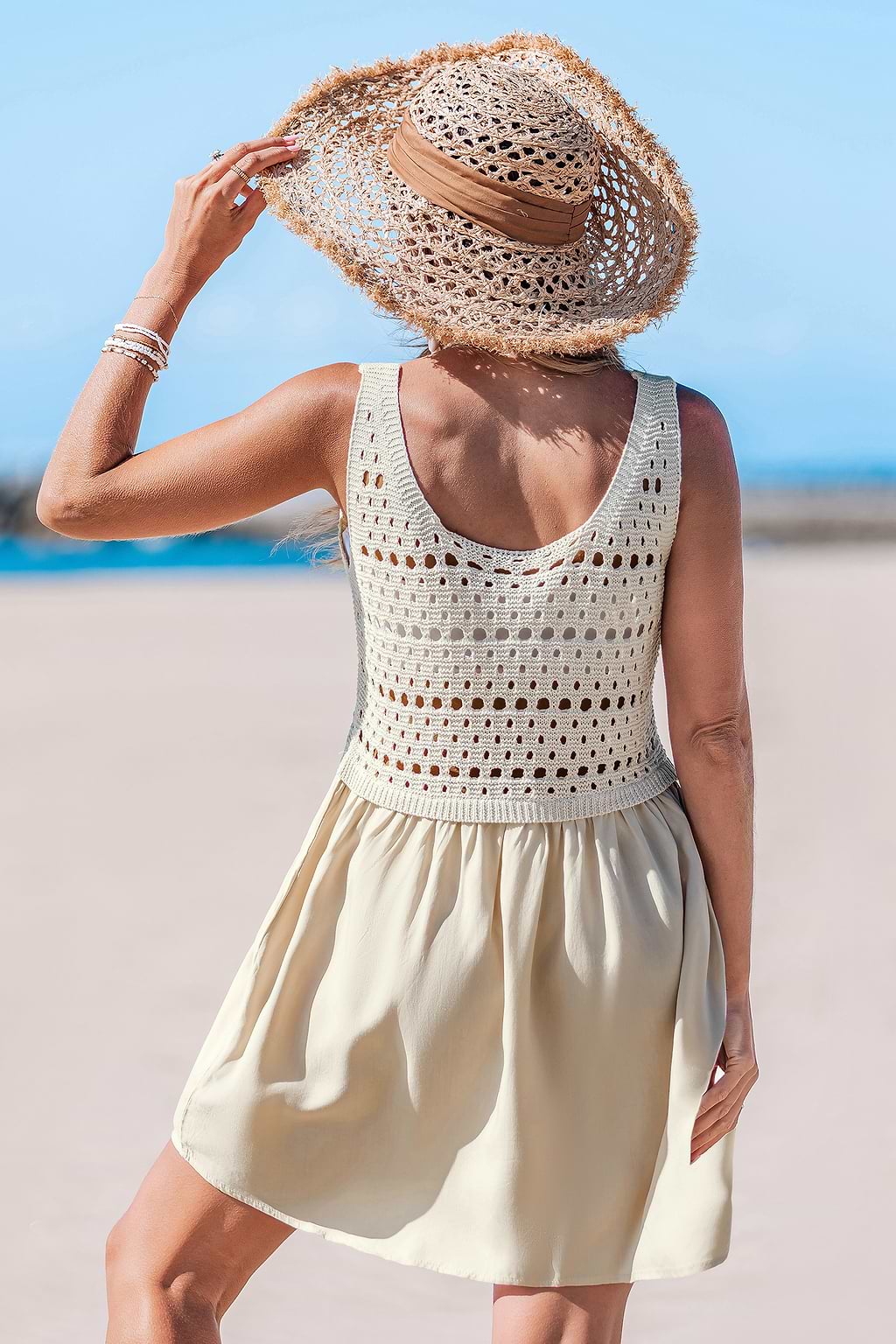 Daydream Breeze Beige Cover-Up Mini Dress