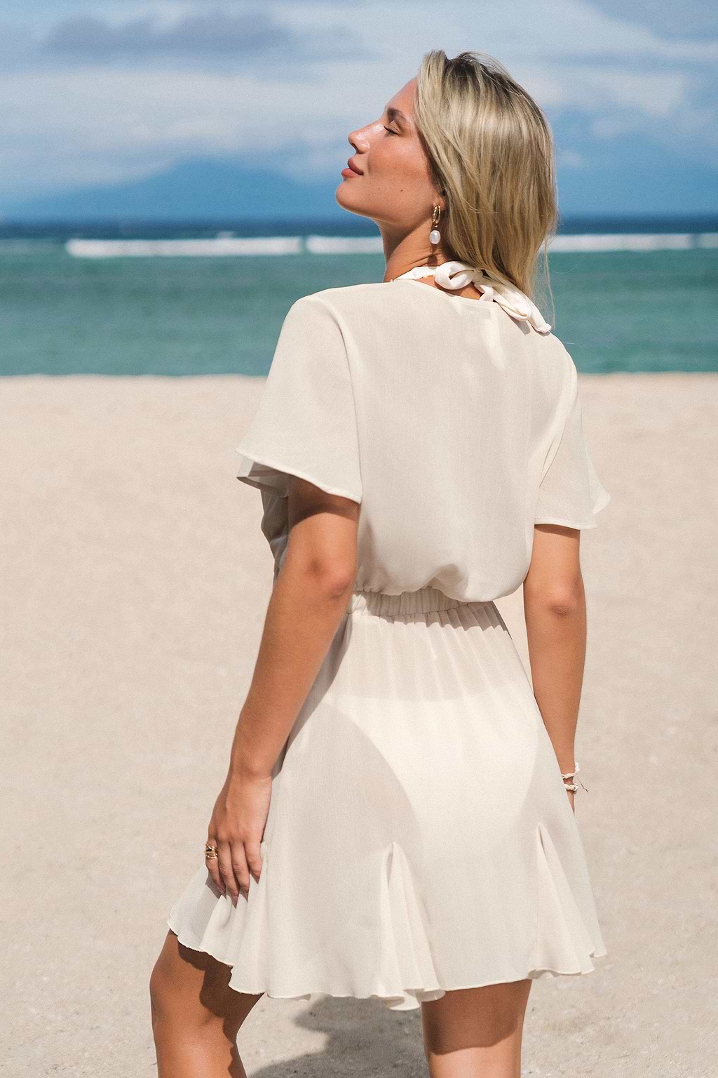 Angelic Veil White Cover-Up Mini Dress