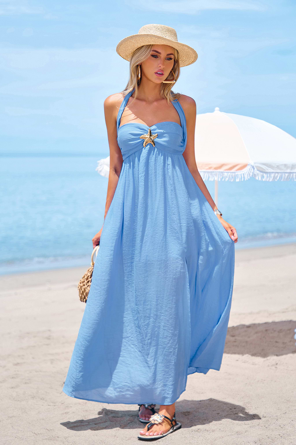 Seaside Queen Blue Maxi Dress